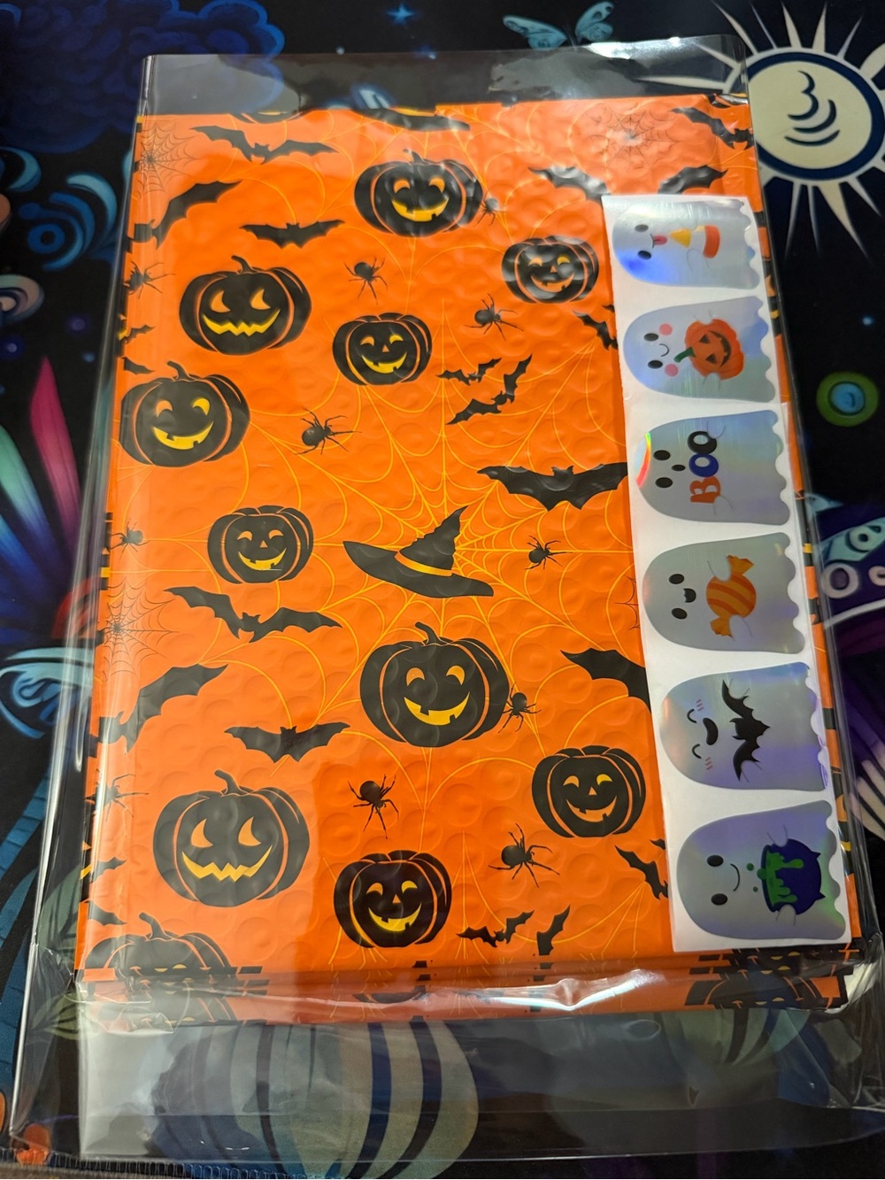 10 Halloween Pumpkin bubble mailers 6.5x10 - Orange Jack-O'-Lantern Design